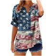 thumbnail image 2 of Gamivast 4 Of July Shirts for Women Plus Size American Stripes Flag Patriotic Tops Casual Button Down Loose Blouses Blue S Women's Clearance in Clothing History of Purchases, 2 of 4