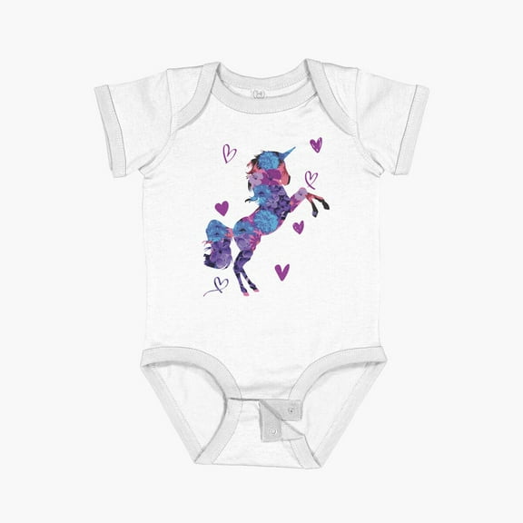 Luvly Unicorn Floral T-Shirt Design Short Sleeve Baby One-Piece, New Born, Baby Shower Gift, New Parents Gift