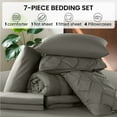 thumbnail image 3 of Baauye Queen Comforter Set, 7 Pieces Gray Comforters, Pintuck Bedding Sets for All Season, Bed in a Bag with Comforter, 1 Fitted Sheet, 1 Flat Sheet, 2 Pillowcases & 2 Shams, 3 of 8