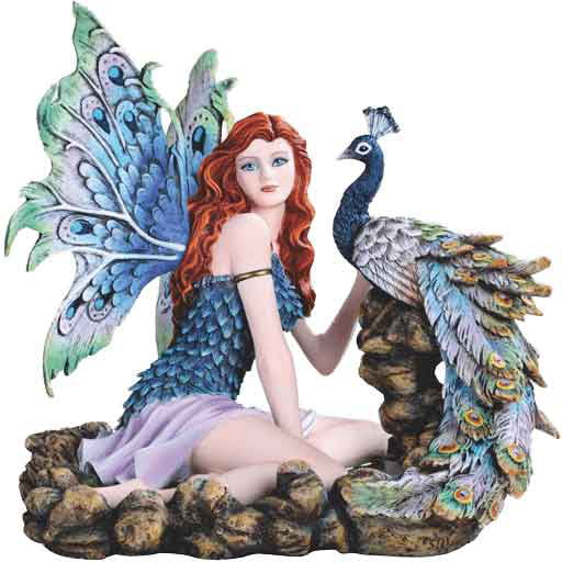 Peacock Fairy with Peacock Statue by Medieval Collectibles