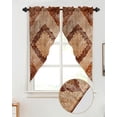 thumbnail image 2 of Swag Curtains, Meddle Century Vintage Carpet Mural Pattern Brown Rod Pocket Kitchen Curtains Valances Tier Curtains Swag Valance Curtains for Bedroom Living Room 36" x 63", 2 Panels, 2 of 6