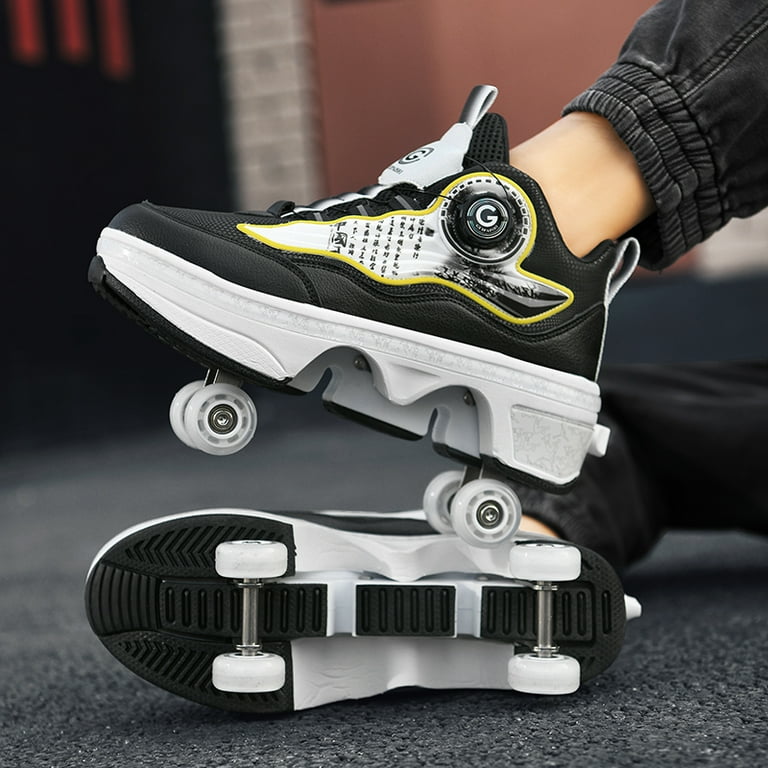 Roller Skate Shoes for Women Men Four Rounds Children s Roller Skates Shoes That Turn into Rollerskates Sneakers Outdoor Light Shoes with Wheels for