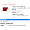 thumbnail image 2 of Left Driver Side Inner Tail Light Assembly - Compatible with 2007 - 2010 BMW X5 2008 2009, 2 of 2