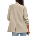 thumbnail image 4 of Women’s Long Sleeve Lapel Blazer with Leopard Print Cuffs Single Breasted Button Closure Classic Fit Jacket for Office or Casual Wear Beige S, 4 of 5