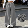 thumbnail image 5 of women's pants Baeitkot Women Fashion Solid Color Loose Elastic Waist Drawstring Strap Cargo Long Pants, 5 of 7
