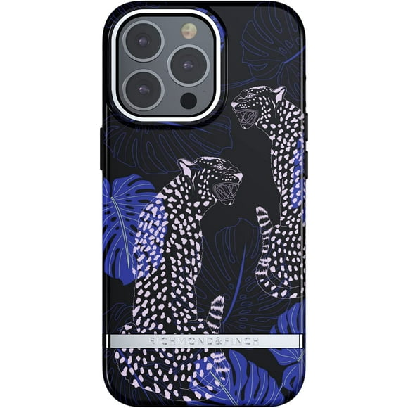 Richmond & Finch Phone Case Compatible with iPhone 13 Pro, Blue Cheetah Design, 6.1 Inches, Shockproof, Raised Edges,
