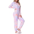 thumbnail image 4 of INSPIRE CHIC Women's Tie Dye Pajama Sets Long Sleeve Outfits Jumpsuits with Pockets L Pink, 4 of 6