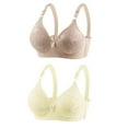 thumbnail image 1 of Bowake 2 Pack Wireless Full Coverage Plus Size Bras for Women Comfort Lace Bralettes Lift V Neck Bra Beige, 1 of 3