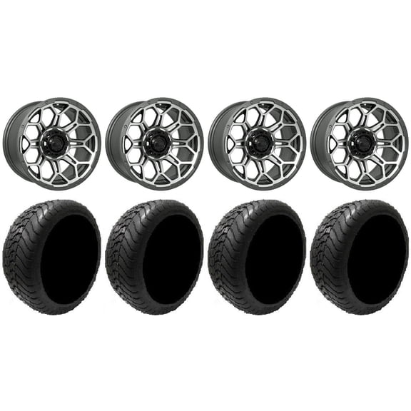 GTW Bravo 14" Golf Cart Wheels Gray 225x30 Mamba Tires E-Z-GO & Club Car