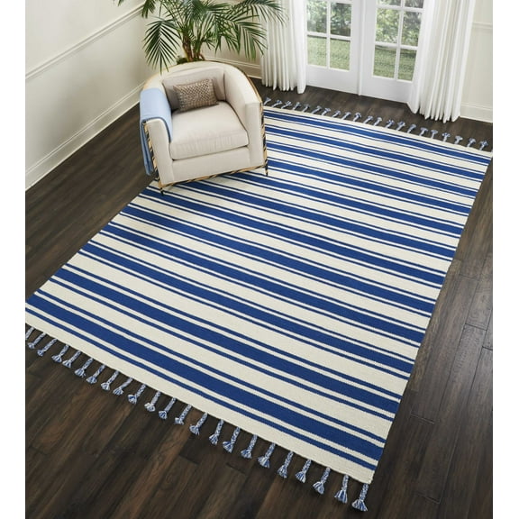 Nourison Solano Ivory/Navy Area Rug SLN01 8'X10'6"