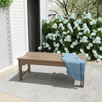 Costaelm Paradise HDPE Poly Plastic Backless Outdoor Bench, Weathered Wood