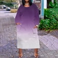 thumbnail image 2 of ZQUUVOU Plus Size Dress Women's Long Sleeve Pocketed Loose Long Lounge Maxi Dress Knee Long Sleeve With Pockets E-Purple, 2 of 5