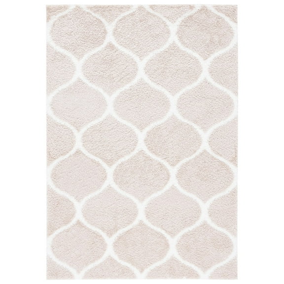 SAFAVIEH Tahoe Thelma Quatrefoil Shag Area Rug, 8' x 10', Beige/White