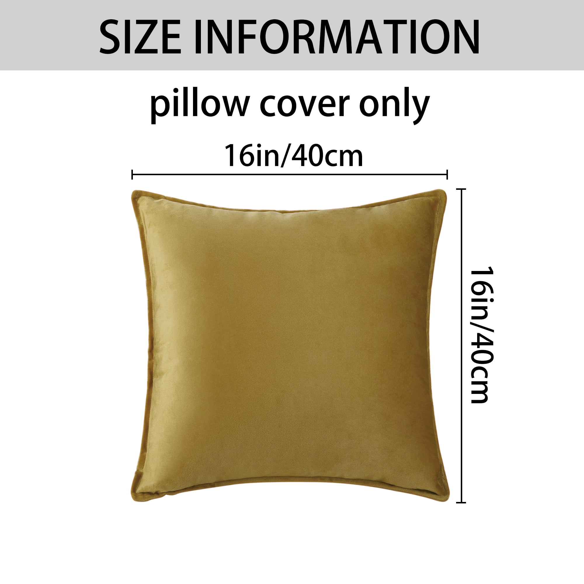 Unique Bargains Velvet Solid Throw Pillow Covers Decorative Cushion Covers (2 Count) Yellow 16" x 16"