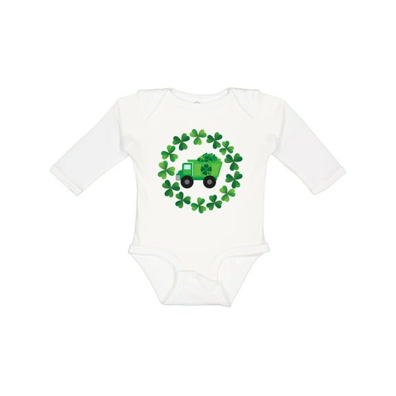 Inktastic St Patricks Day Shamrock Truck Boys Long Sleeve Baby Bodysuit