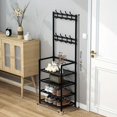 thumbnail image 2 of 4-Tier 8-Hook Metal Entryway Organizer Rack - Multi-Functional Coat And Shoe Rack For Living Room, Bedroom, Easy Assembly, Kitchen Shelf, Stove Stand, 2 of 5