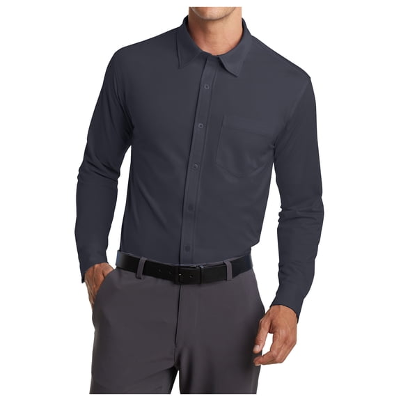 Yellow Rooster Male Dimension Knit Mens Dress Shirt Battleship Grey XS