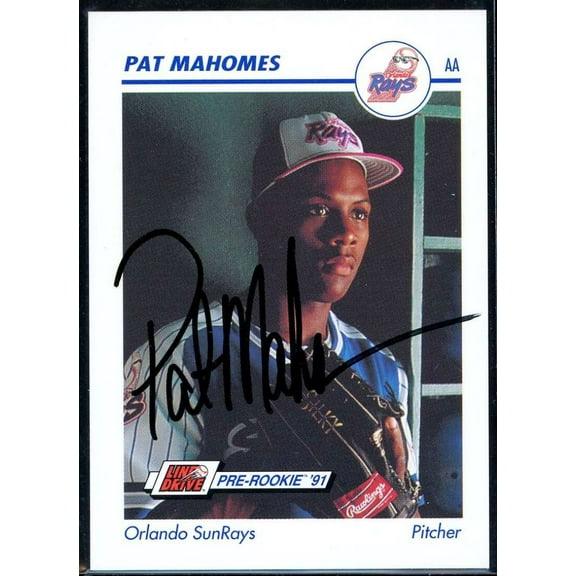 Pat Mahomes Card 1991 Line Drive AA #485 Signed COA JSA