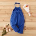 thumbnail image 4 of Teen Girls Fashion Jumpsuits Sleeveless V Neck Spaghetti Straps One Piece Romper Casual Plain Color Overalls with Side Pockets for Little Girls Teen 5-6 Years, 4 of 8