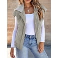 thumbnail image 4 of Women Cropped Hooded Zip Up Quilted Sleeveless Jackets Fall Light-Weight Coat with Pockets Gray M, 4 of 8