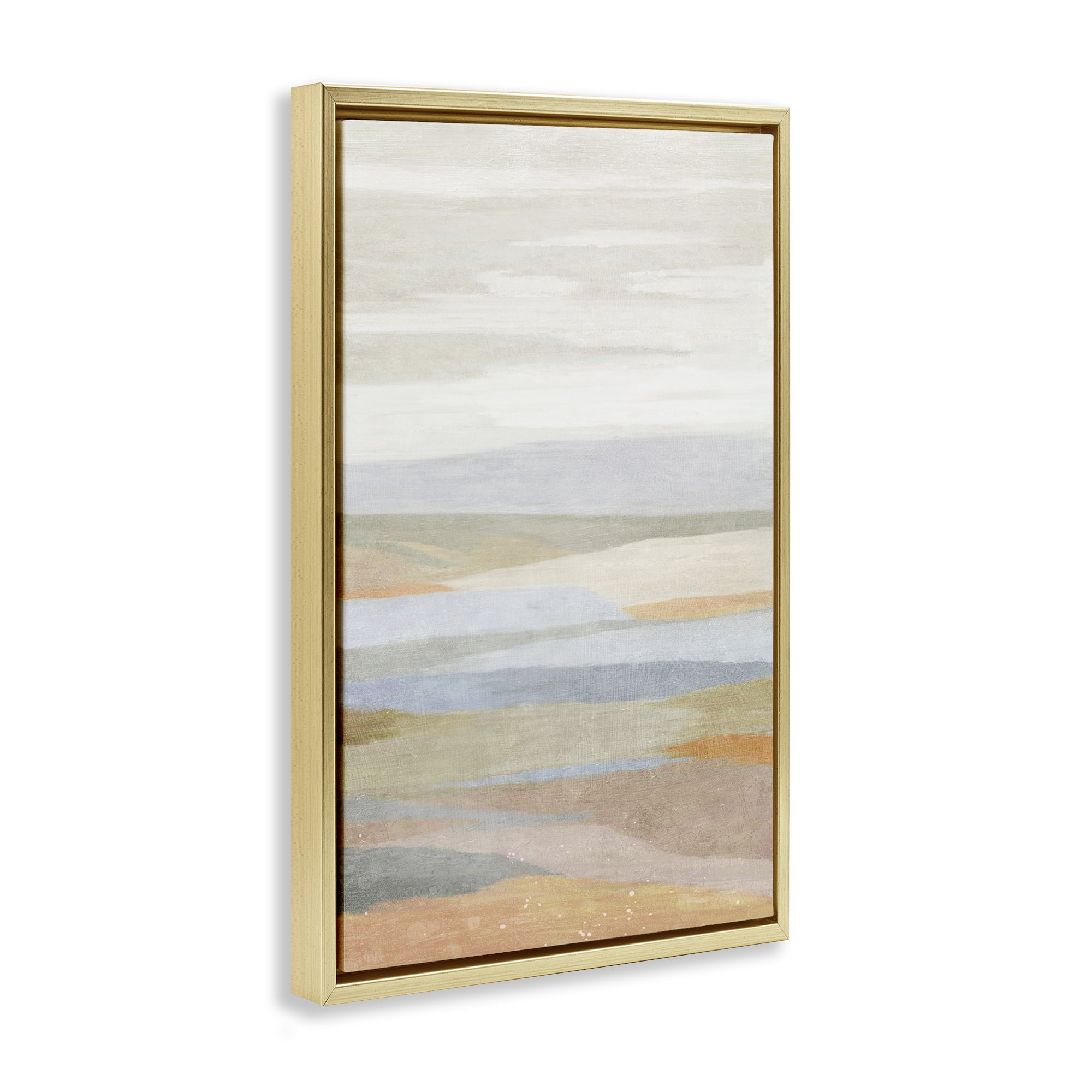 Stupell Industries Neutral Beach Dunes Coastal Painting Gold Floater Framed Canvas Art Print Wall Art, 21 x 31