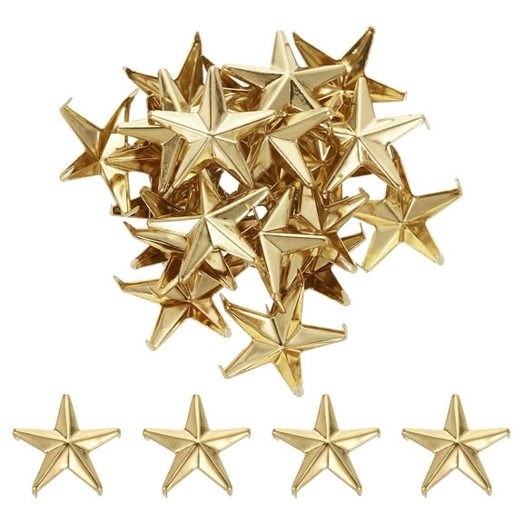 50Pcs Star Studs Rivets, 20mm Metal 5-Claw Nailhead Punk Rivet Stud, Light Gold