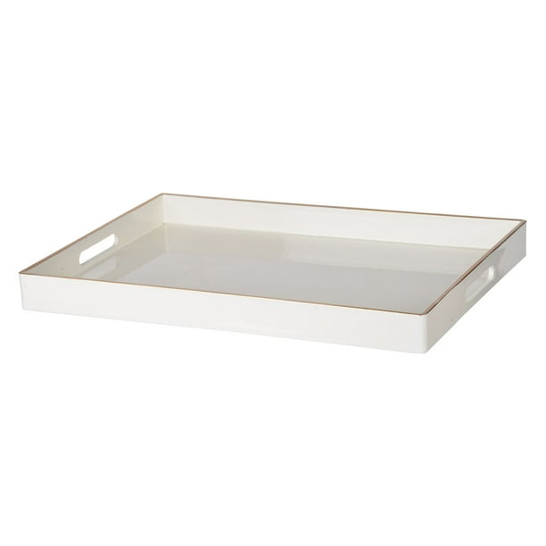 A and B Home Rectangular Plastic Decorative Tray White
