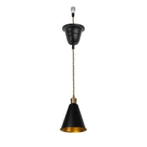 KAYYELAMP Inner Gold Black Metal Cone Shade Hanging Light E26 Copper Base Adjusted Cord Droplight Vintage Pendant Light Fixture for Kitchen Island Sink Home(No Bulb)
