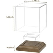 SUNFICON Baseball Case Display for Balls Walnut Wood Base Acrylic Baseball Display Case Baseball Holder Stand Cube Memorabilia Showcase Autograph Ball Protector for Official Size Ball Display