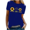 thumbnail image 1 of Pompotops Femmes Décontracté Été Imprimé Manches Courtes Col Rond Ample T-Shirt Blouse Hauts, 1 of 8