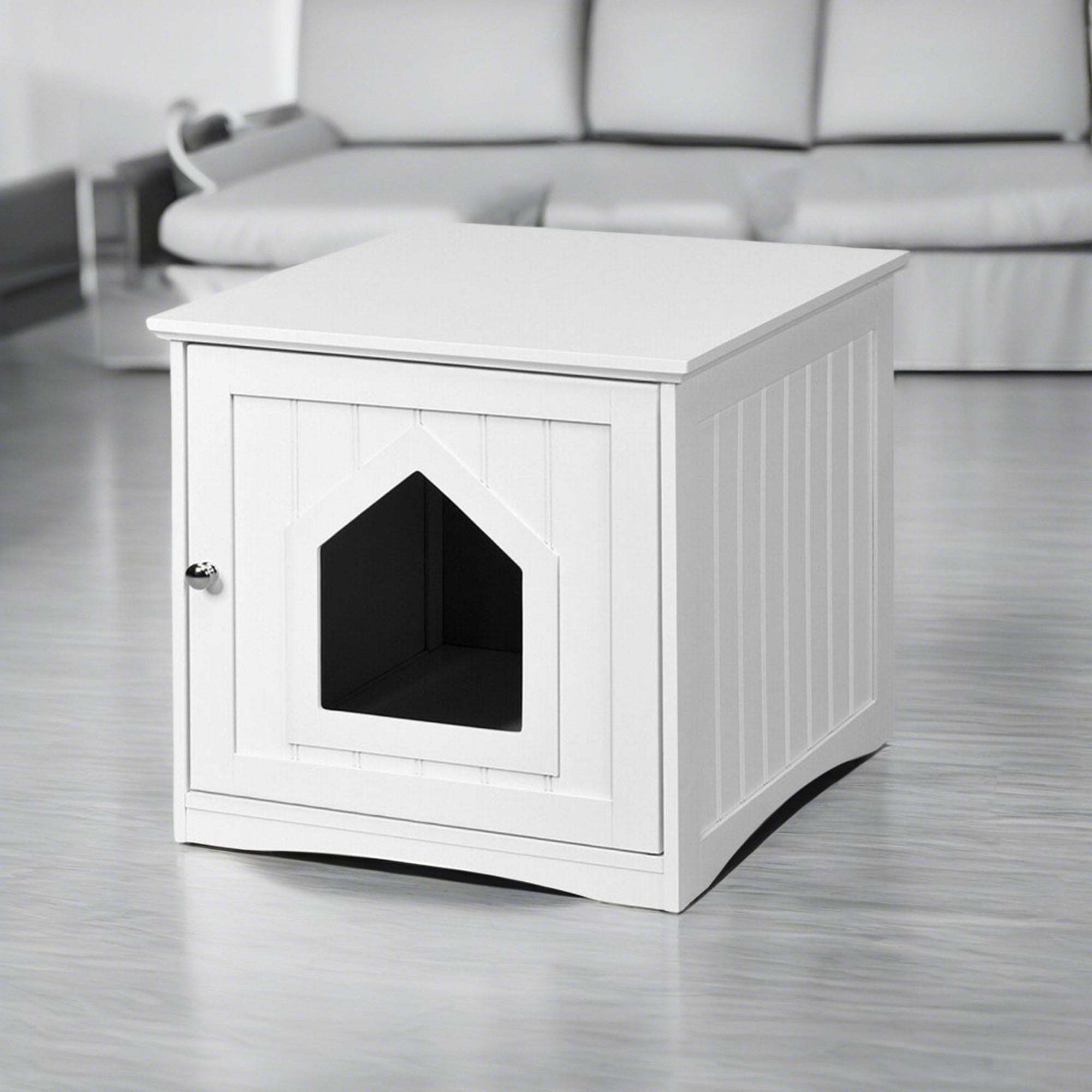 Pefilos 20" Cat House Covered for Indoor, Hidden Crate Litter Box Enclosure, Hooded Cats Furniture Cabinet Kitty Washroom, White Pefilos 20" Cat House Covered for Indoor, Hidden Crate Litter Box Enclosure, Hooded Cats Furniture Cabinet Kitty Washroom, White