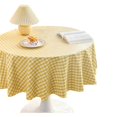 thumbnail image 1 of Paquete de 2 manteles de picnic de plástico desechables de alta calidad a cuadros amarillos de 55 pulgadas, cubierta de mesa redonda decorativa, 1 of 4