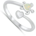 thumbnail image 4 of CHOOSE YOUR COLOR White Simulated Opal Spoon Turtle Love Ring .925 Sterling Silver Band CZ Female Size 5, 4 of 4