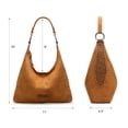 thumbnail image 6 of Wrangler Suede Hobo Purse for Women Embossed Soft Slouchy Shoulder Bag 2Pcs Set, Brown, 6 of 7