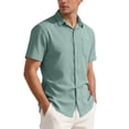 thumbnail image 6 of Ceisia Men's Short Sleeve Casual Button Down Shirt Solid Color Cotton Polo with Chest Pocket Relaxed Fit Everyday Basic Top Gifts for Father Green S, 6 of 9