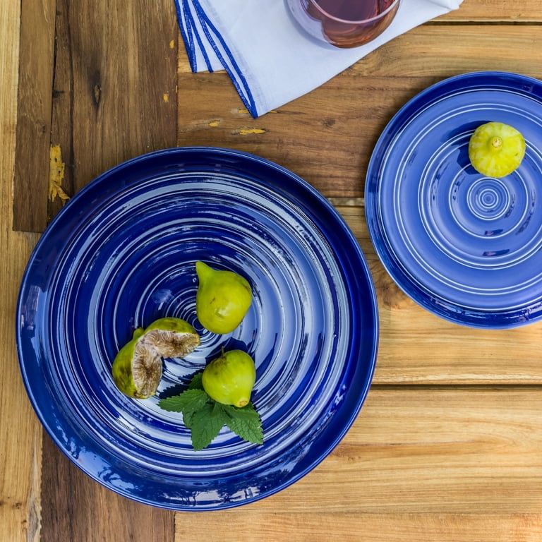 Over and Back 16 Piece Blue Porcelain Circles Dinnerware Set