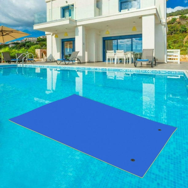 Zimtown 9'x 6' Floating Mat 3 Layer, Water Foam Pad Pool Recreation for Kids Adult, Blue/Yellow