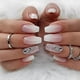 thumbnail image 2 of 24Pcs Medium False Nails Coffin, French Tip Stick on Nails Pink Glitter Press on Nails, Nude Fake Nails Set with Rhinestones Designs, Acrylic Full Cov, 2 of 5