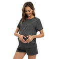 thumbnail image 4 of Xmarks Women's Maternity Nursing Pajama Set 2 Piece Short Sleeve Top and Shorts Sleepwear Breastfeeding Sleepwear Pregnancy Gray S-2XL, 4 of 8