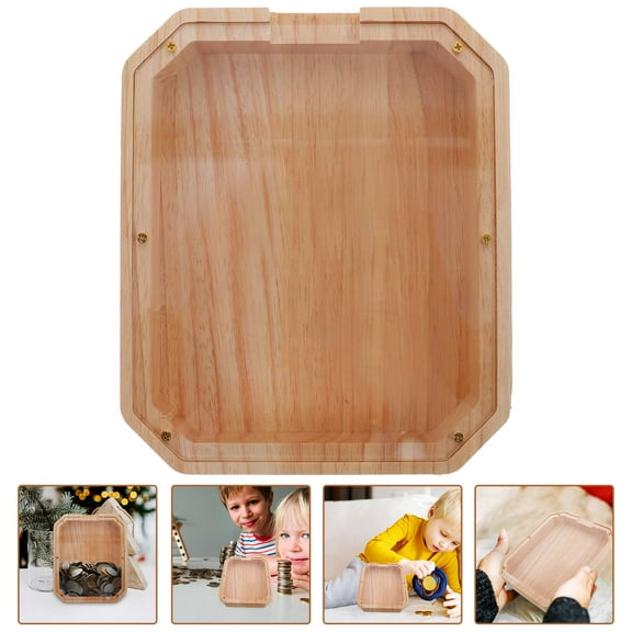 IDEANATEGRATE Wooden Piggy Bank for Storage Light Brown Color and Safe Wood Material Helps Children Develop Saving Habits 4.5 x 3.2 x 3 inches