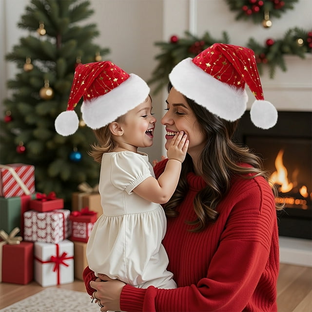 Gorro navideño de terciopelo de una sola cara, adornos navideños, gorro decorativo navideño, gorro de peluche dorado, gorro navideño de peluche, gorro no tejido, adornos navideños, decoraciones de Hal