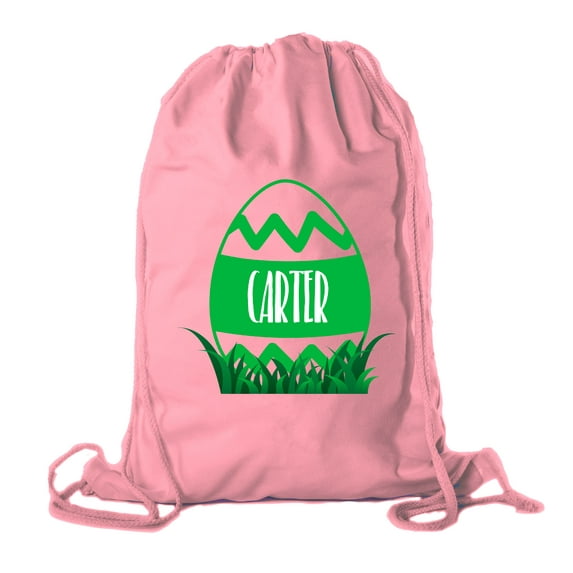 Personalized Easter Basket Bags, Cotton Drawstring Backpacks Custom Easter Bags - Zig Zag Egg