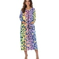thumbnail image 4 of FOR U DESIGNS Leopard Pink Pattern Womens Nightgown Soft Long Sleeve Duster Robe Zip Up Elastic Fabric Robes for Women Sleep Dress House Dress with Pockets, XL, 4 of 8