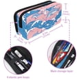 thumbnail image 5 of MUOOUM Pencil Case, Blue Dolphin Wave Pattern Large Capacity Pencil Pouch Stationery Pen Bag, 5 of 7