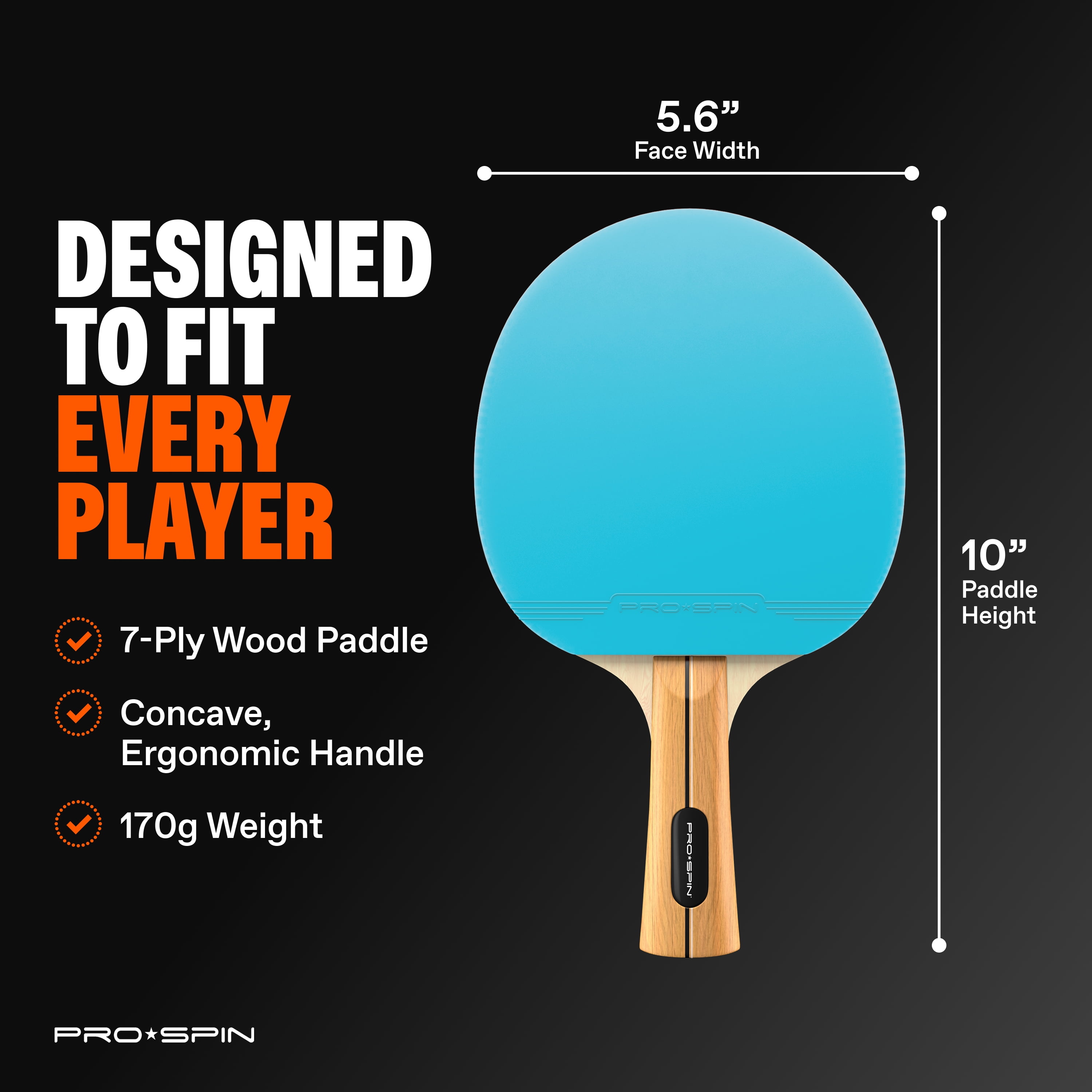 PRO SPIN Ping Pong Paddles - High-Performance Set with Premium Table Tennis Rackets, 3-Star Ping Pong Balls, Compact Storage Case | Professional Quality Ping Pong Paddle Set (2-Player Set)