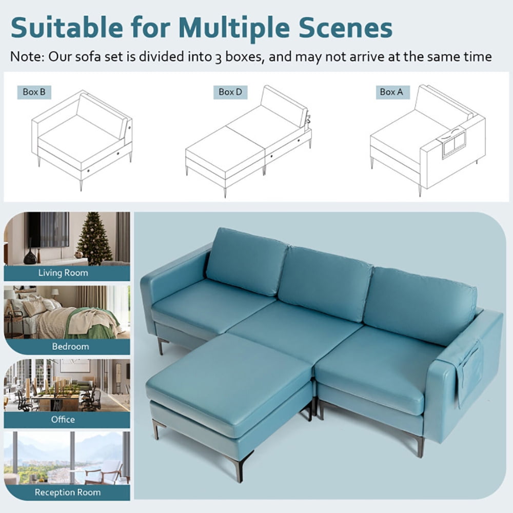 Finihen L-shaped Sectional Sofa Couch, Convertible Sectional Sofa, Modular L-shaped Sectional Sofa with Reversible Chaise and 2 USB Ports, for Living Room, Green Finihen L-shaped Sectional Sofa Couch, Convertible Sectional Sofa, Modular L-shaped Sectional Sofa with Reversible Chaise and 2 USB Ports, for Living Room, Green