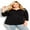 Black, variant on Avenue Women's Plus Size Notch Neck 3/4 Sleeve Plain Tee T-Shirt Top - Cotton
