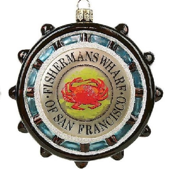 Fishermans Wharf San Francisco California Polish Glass Christmas Ornament