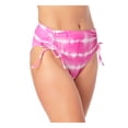 thumbnail image 3 of CALIFORNIA WAVES Women's Pink Tie Dye Ruched Side Tie High Waisted Swimsuit Bottom M, 3 of 4