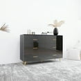thumbnail image 4 of High Glossy Surface 6 Drawers Chest of Drawer with Golden Handle and Golden Steel Legs Black Color Vanity, 4 of 9